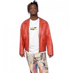  Jarad Anthony Higgins Juice Wrld Orange Leather Jacket